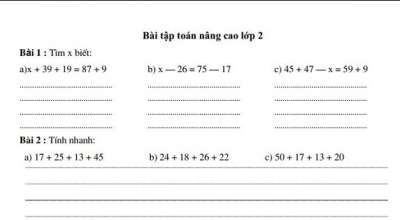 Tổng hợp các bài toán nâng cao lớp 2 có đáp án dành cho học sinh giỏi